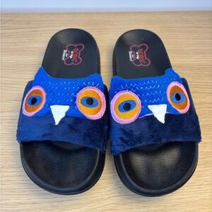 BOBS by‎ Skechers 2nd Take Plush Blue Owl Slide Sandals Woman’s 8